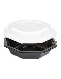 ▷ Envase de Plástico Negro Para Ensaladas 500 cc con Tapa - Envío 24h.