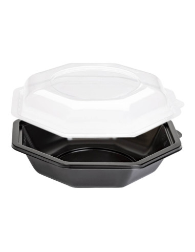 ▷ Envase de Plástico Negro Para Ensaladas 500 cc con Tapa - Envío 24h.