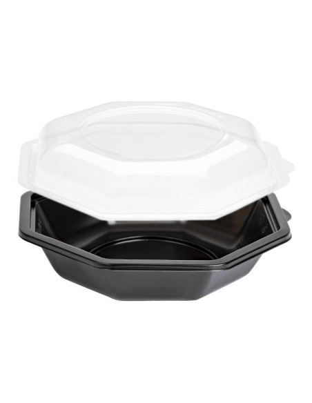 ▷ Embalagem de Plástico Preto para Saladas 500 ml com Tampa - Entrega em 24h.