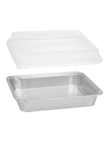 Pack Bandeja de Aluminio Rectangular + Tapa para Comida - Envío 24 h.