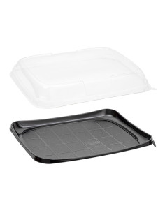 Bandeja para Catering Negra mas Tapa Transparente - Envío 24h.