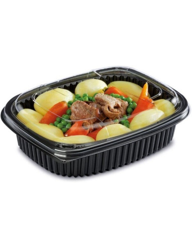 ▷ Recipiente de Plástico Preto 800 cc com Tampa - Melhor preço - Entrega em 24h.