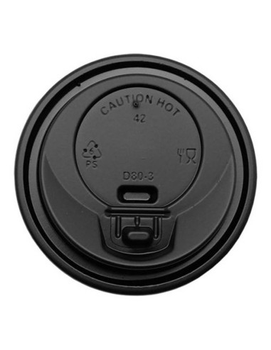 ▶️ Tapa vaso para café 9 OZ negra Ø 80 mm (100 Uds.)