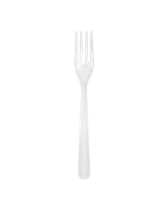 ▶️ Tenedor transparente reciclable (50 Uds.) - Vajilla desechable
