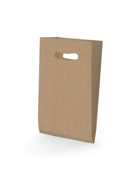 BOLSA ASA TROQUELADA KRAFT 18X29+6 cm. (250 Uds.)