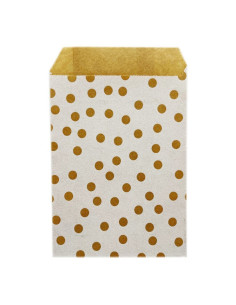 ▷ Bolsa de Presente com Bolinhas Branca 21X38+7 cm. (250 Unidades) - Envio 24h