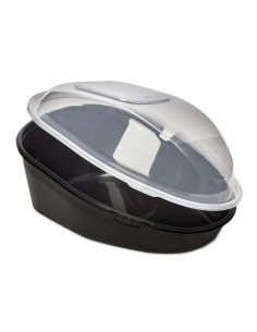 ▶︎ Embalagem para frango preto com tampa 242X181X112 mm. (90 Unidades)