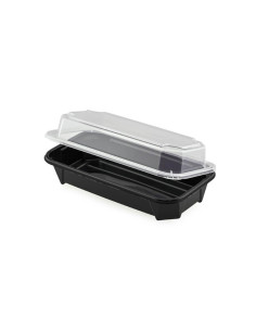 ▶︎ Bandeja sushi + Tapa 160X82X28 mm. (540 Uds.)