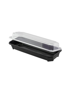 ▶︎ Bandeja para sushi negra + Tapa 214X83X28 mm. (270 Uds.)