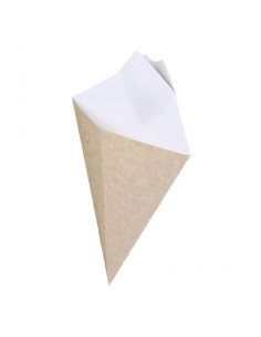 ▶︎ Cono para fritos con salsero kraft 215X270 mm (500 Uds.)