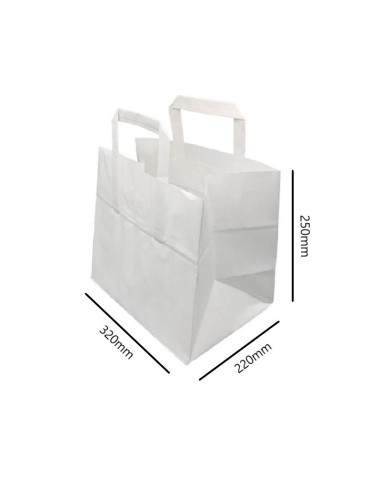 ▷ Bolsa de Papel con Asas Blanca 32X22X25 cm - Envío 24h.