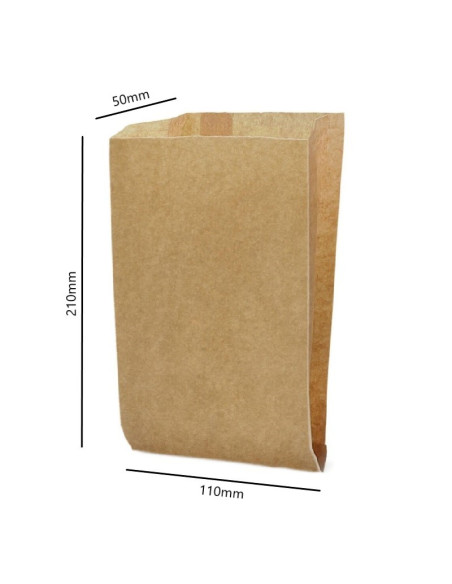 ▷ Bolsa Kraft biodegradable 11x21+5cm - Bolsas de panadería  - Envío 24h.