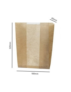 ✅ Bolsa Papel Kraft con Ventana 18X32+6 cm. - Envío 24h 2
