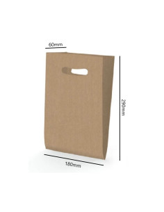 BOLSA ASA TROQUELADA KRAFT 18X29+6 cm. (250 Uds.) 2