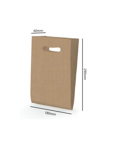 BOLSA ASA TROQUELADA KRAFT 18X29+6 cm. (250 Uds.)