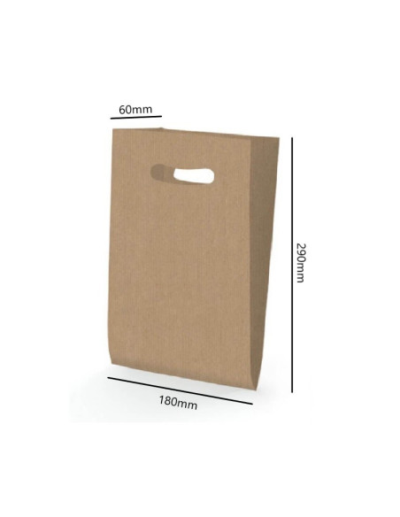 BOLSA ASA TROQUELADA KRAFT 18X29+6 cm. (250 Uds.)
