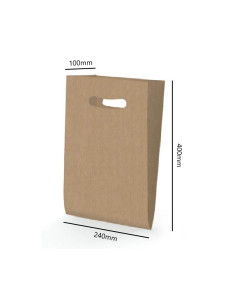 BOLSA ASA TROQUELADA KRAFT 24X40+10 cm. (250 Uds.) 2