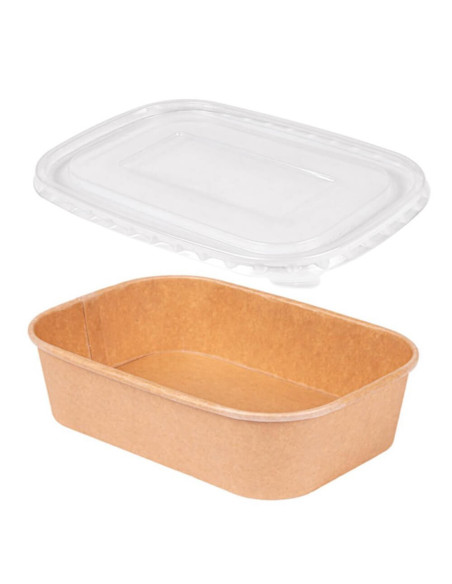 ▶️ Pack Envase Rectangular Papel Kraft 500 cc - Envío 24h.