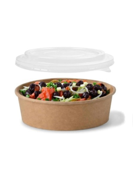 ✅ Pack Ensaladera de Papel Kraft 1.300 cc + TAPA - Envío Gratuito 24h.