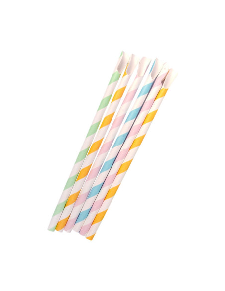 ▷ Pajitas de Papel con Pala Multicolor - Envío Gratuito 24h.