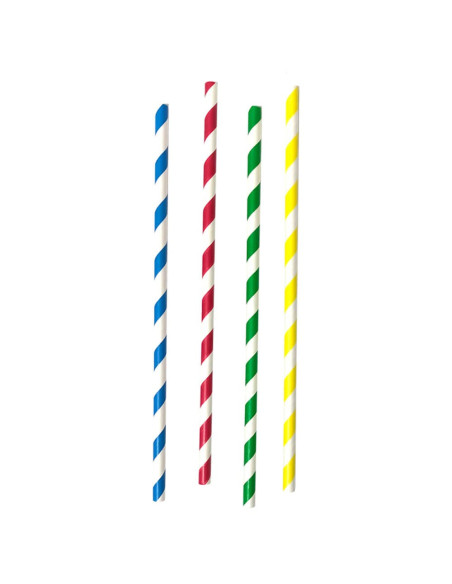 ▷ Pajita de Papel Multicolor 200x8mm - Envío Gratuito 24h.
