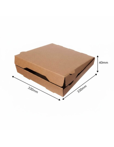▶️Caixa para pizza biodegradável Kraft 330x330x40mm (100 Unidades)