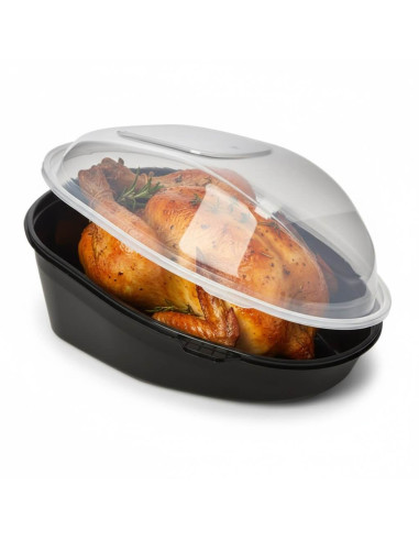 ▶︎ Embalagem para frango preto com tampa 242X181X112 mm. (90 Unidades)