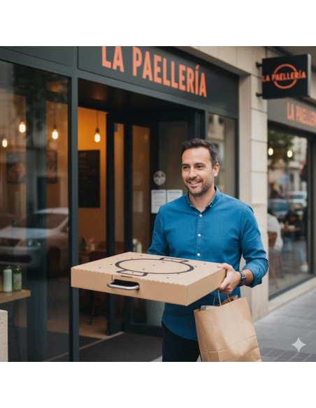 ✅ Caja Marrón para Transportar Paellas 60x60 cm - Envío Gratuito 24h.