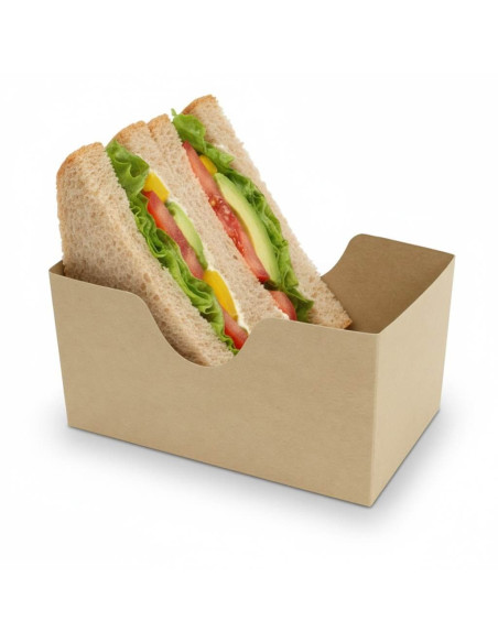 ? Caja para Sándwich Abierta 120x70x65 mm | Cartón Kraft |
