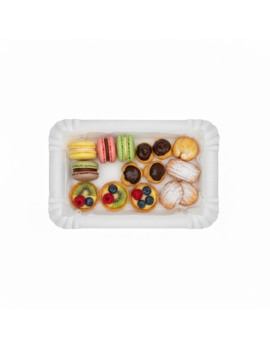 ?️Bandeja de Cartón Blanca 12×19 cm| Bandejas desechables