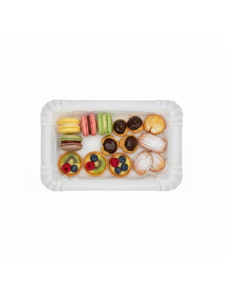 ?️Bandeja de Cartón Blanca 12×19 cm| Bandejas desechables