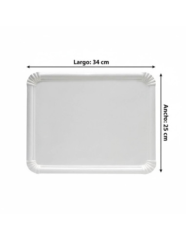 ?️Bandeja de Cartón Blanca 25x34 cm| Bandejas desechables