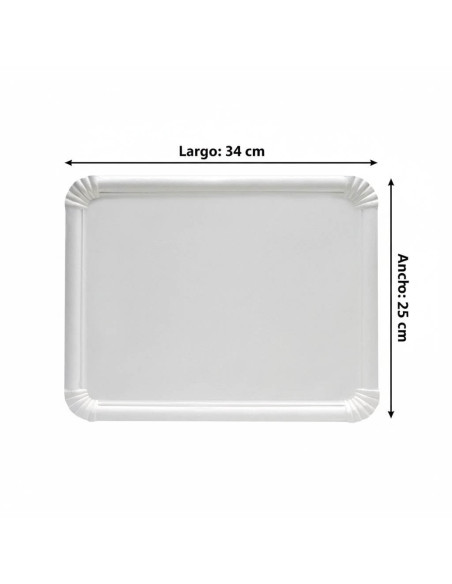 ?️ Bandeja de Cartão Branca 25x34 cm | Bandejas descartáveis