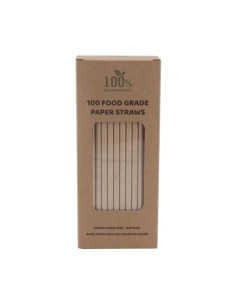 ▷ Pajita de papel enfundada marrón 20 cm. X 8 mm- Envío 24-48H✅✅