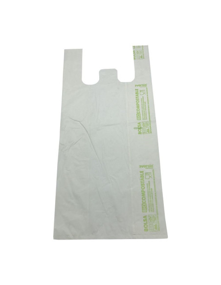 ▷ Saco de T-shirt Biodegradável e Compostável 40 x 50 cm.