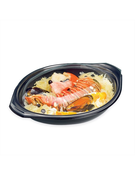 Envase para Comida de Plástico Redondo Negro 500 cc - Envío 24h.