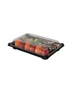 ▷ Bandeja Para Sushi Biodegradable Negra + Tapa - Envío Gratuito 24h.