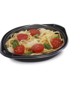 Envase para Comida de Plástico Redondo Negro 500 cc - Envío 24h.