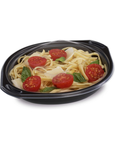 Envase para Comida de Plástico Redondo Negro 500 cc - Envío 24h.