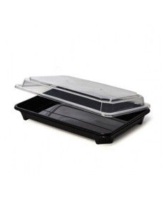 ▷ Bandeja para Sushi Negra com Tampa 230X155X47 mm - Envio Gratuito.