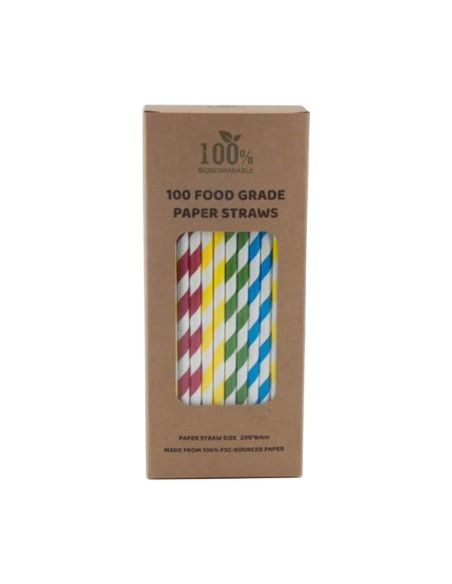 ▷ Palhinhas de Papel Biodegradáveis Coloridas - Envio Gratuito 24h.