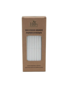 ▷ Pajita de Papel Blanca Biodegradable - Envío Gratuito 24h.