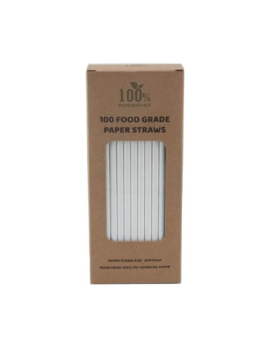 ▷ Pajita de Papel Blanca Biodegradable - Envío Gratuito 24h.