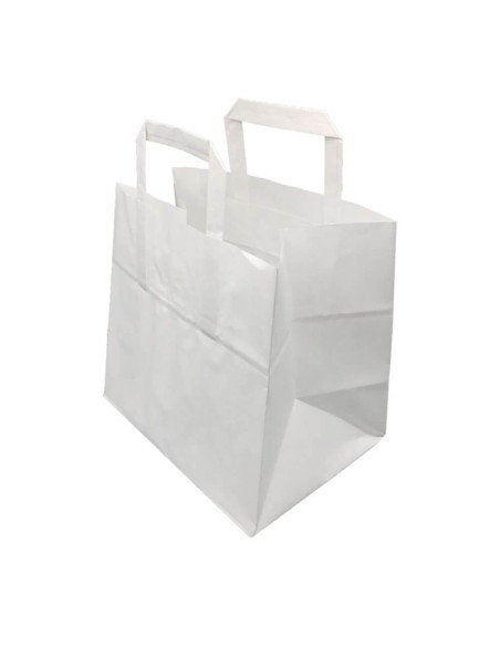 ▷ Bolsa de Papel con Asas Blanca 32X22X25 cm - Envío 24h.